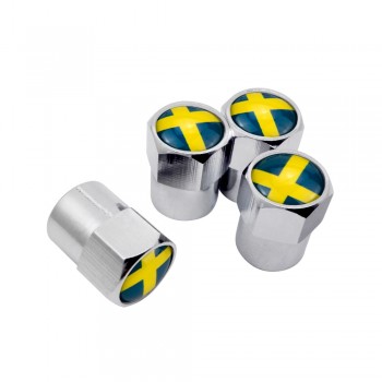 4PCS Wheel Tire Valve Stem Caps For Sweden Flag logo Volvo V40 V50 V60 V70 S40 S60 S60L S70 S80 S90 XC40 XC60 XC70 XC80 XC90