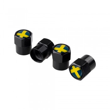 4PCS Wheel Tire Valve Stem Caps For Sweden Flag logo Volvo V40 V50 V60 V70 S40 S60 S60L S70 S80 S90 XC40 XC60 XC70 XC80 XC90