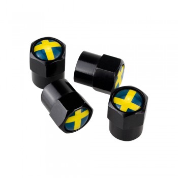 4PCS Wheel Tire Valve Stem Caps For Sweden Flag logo Volvo V40 V50 V60 V70 S40 S60 S60L S70 S80 S90 XC40 XC60 XC70 XC80 XC90