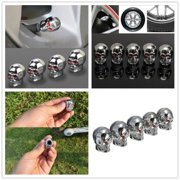4pcs Fashion Skull Tyre Air Valve Stem Caps Dust Cover for Bike Car Truck