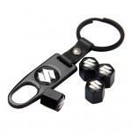4PCS/Set For Suzuki Vitara Swift  Sx4 Jimny Samurai Alto S-Cross Liana Car Wheel Tire Valve Stems Caps Cover With Keychain