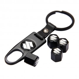 4PCS/Set For Suzuki Vitara Swift  Sx4 Jimny Samurai Alto S-Cross Liana Car Wheel Tire Valve Stems Caps Cover With Keychain
