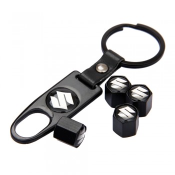4PCS/Set For Suzuki Vitara Swift  Sx4 Jimny Samurai Alto S-Cross Liana Car Wheel Tire Valve Stems Caps Cover With Keychain