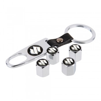4PCS/Set For Suzuki Vitara Swift  Sx4 Jimny Samurai Alto S-Cross Liana Car Wheel Tire Valve Stems Caps Cover With Keychain