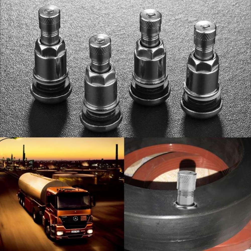 1pc/4pcs Bolt-in Stainless Steel Car Tubeless Wheel Tire Valve Stems Cap Hex With Dust Caps Car Inner Tube Valve Car Accessories