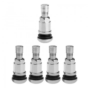 1pc/4pcs Bolt-in Stainless Steel Car Tubeless Wheel Tire Valve Stems Cap Hex With Dust Caps Car Inner Tube Valve Car Accessories