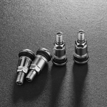 1pc/4pcs Bolt-in Stainless Steel Car Tubeless Wheel Tire Valve Stems Cap Hex With Dust Caps Car Inner Tube Valve Car Accessories