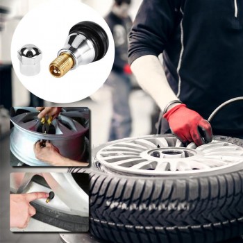 4pcs New Black Car Motorcycle Chrome Alloy Tubeless Rubber Wheel Tire Valve Stems Complete TR412ac Chrome Caps