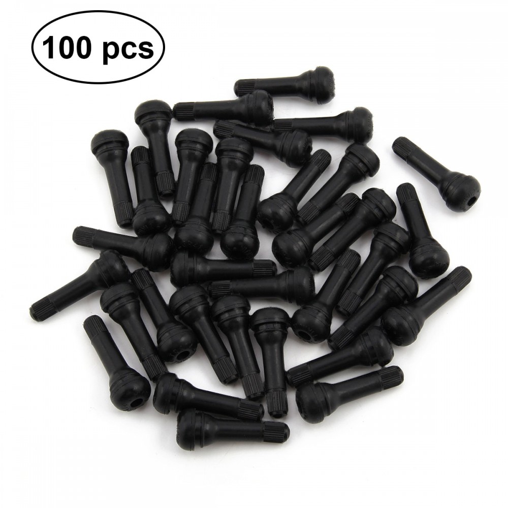 100pcs Car Tire Valve Stem Wheel Tire Valves Trunk Tubeless Valve Tyre Valve Stem TR414 Rubber Cap Rubber Tools (Zinc Alloy)