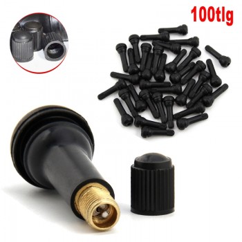 100pcs Car Tire Valve Stem Wheel Tire Valves Trunk Tubeless Valve Tyre Valve Stem TR414 Rubber Cap Rubber Tools (Zinc Alloy)