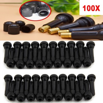 100pcs Car Tire Valve Stem Wheel Tire Valves Trunk Tubeless Valve Tyre Valve Stem TR414 Rubber Cap Rubber Tools (Zinc Alloy)