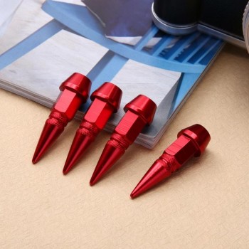4Pcs/pack Aluminum Alloy Spike Shaped Motorcycle Valve Stem Caps Replacement Car Bike Tire Valve Stem Dustproof Caps Covers