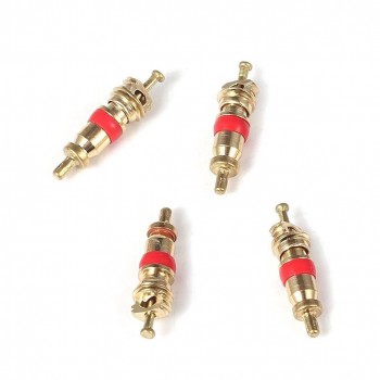 4PCS Tyre Air Valve Caps Fit All Schrader Valve Tool with 4PCS Valve Cores (Gold)