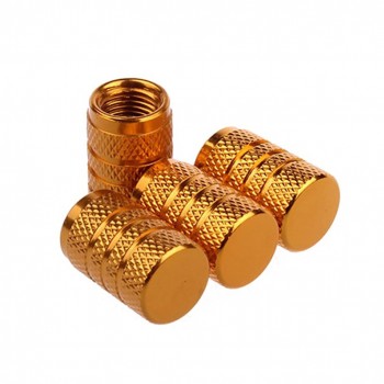 4PCS Tyre Air Valve Caps Fit All Schrader Valve Tool with 4PCS Valve Cores (Gold)