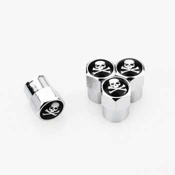 4Pcs/Set Classic SKULL Anti-theft Chrome Car Wheel Tire Valve Stem Cap For Car/Motorcycle,Air Leakproof And Protection Your Valv