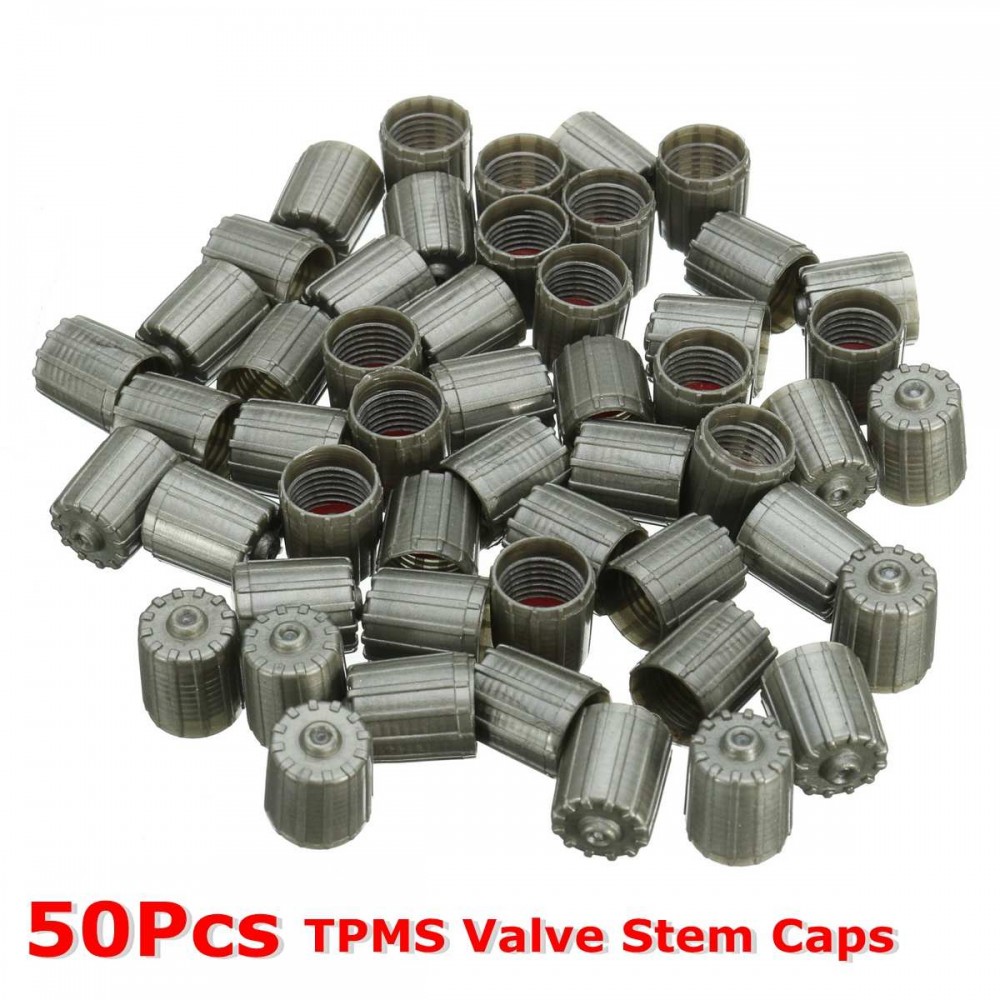 50pcs ABS Top TPMS Tire Valve Stem Caps Cover Kit Gray For Car Truck Motorcycle