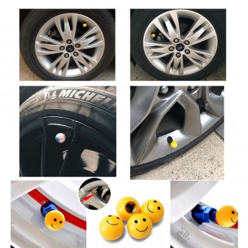 4Pcs Car styling valve accessories modified gas cap funny smiley tire cap personality ball valve cap mouth cover free shipping