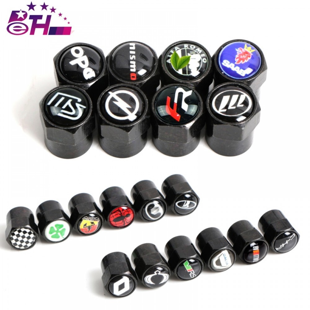 4pcs Carbon black New Style Car Badge Wheel Tire Valve Cap Tyre Dust Cap For opel opc alfa lada renault Great Wall lifan lada