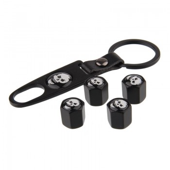 4Pcs Car Styling Metal Ghost Skull Logo Emblem Tire Valve Caps Auto Tyre Air Stems Cap Automobile Motorcycle Tire Accessories
