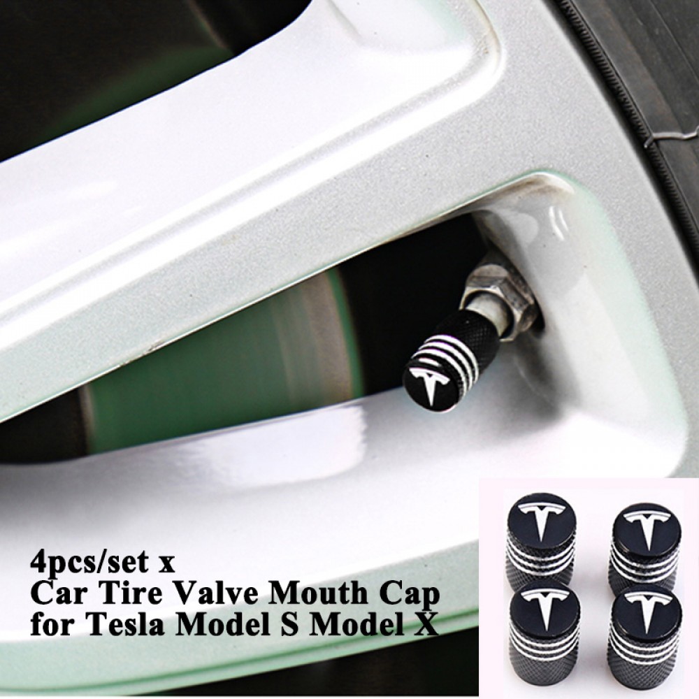 4pcs/set Aluminum Alloy Car Tire Wheel Valve Cap Cover Logo Valve Mouth Styling Accessories for Tesla Model S Model X