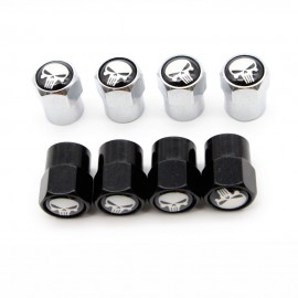 4 Pcs/Set Aluminum Alloy/Copper Skull Logo Tire Valve Stem Cap Tire Wheel Stem Air Valve Caps for Auto Cars