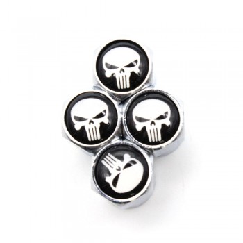 4 Pcs/Set Aluminum Alloy/Copper Skull Logo Tire Valve Stem Cap Tire Wheel Stem Air Valve Caps for Auto Cars