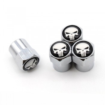 4 Pcs/Set Aluminum Alloy/Copper Skull Logo Tire Valve Stem Cap Tire Wheel Stem Air Valve Caps for Auto Cars