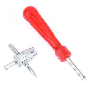 Tire Valve Repair Set Tire Valve Core Removal Tool Tire Valve Stem Puller with 4-way Valve Stem Core Screwdriver