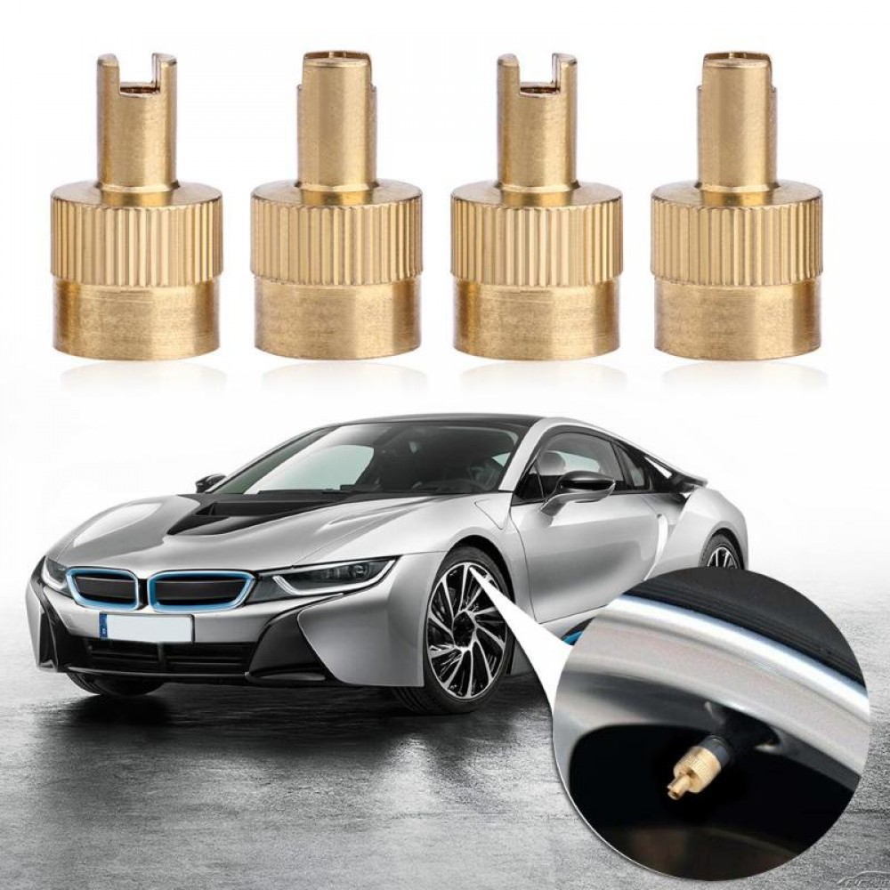 8Pcs/Lot Copper Slotted Head Car Motorcycle Tire Valve Stem Caps With Valve Core Remover Tool Metal Tyre Wheel Parts Accessories