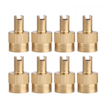8Pcs/Lot Copper Slotted Head Car Motorcycle Tire Valve Stem Caps With Valve Core Remover Tool Metal Tyre Wheel Parts Accessories