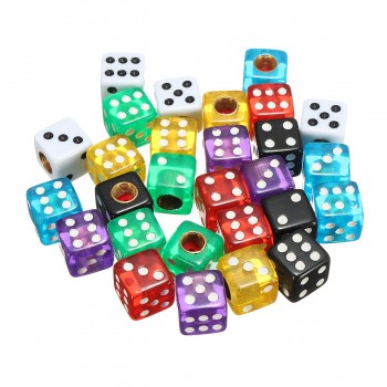 4pcs Plastic Wheel Stem Tyre Air Valve Dustproof Cap Gold Dice Tire Tyre Valve Caps Bike Auto Truck Tire Valve Dust Cap