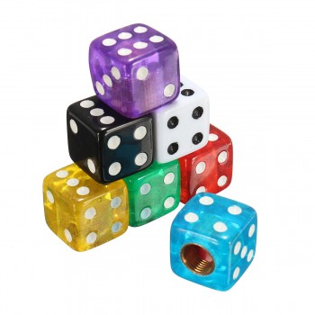 4pcs Plastic Wheel Stem Tyre Air Valve Dustproof Cap Gold Dice Tire Tyre Valve Caps Bike Auto Truck Tire Valve Dust Cap