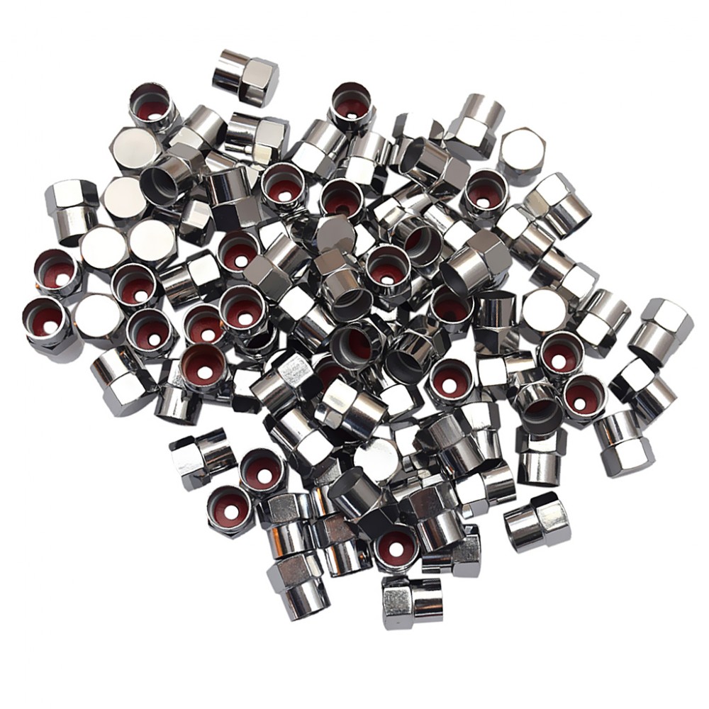 100 Pieces Tire/Wheel Air Pressure Stem Valve Caps Plastic Made Chrome Plated Universal
