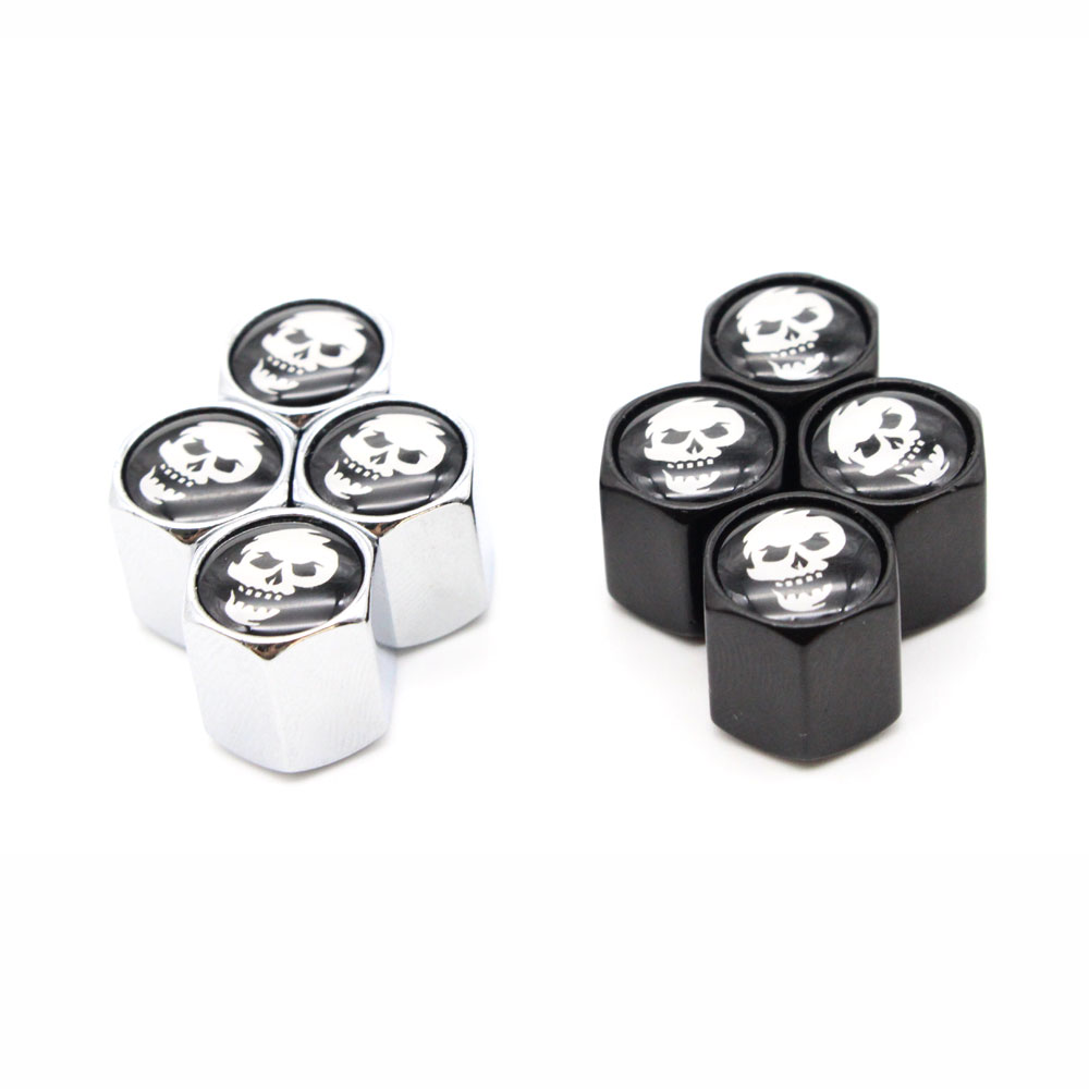 4 Pcs/Set Skull logo Car Valve Caps Car Dust Caps Tire Wheel Stem Air Valve Caps Valve Stem Cover for Cars Moto Bike Decoration