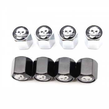 4 Pcs/Set Skull logo Car Valve Caps Car Dust Caps Tire Wheel Stem Air Valve Caps Valve Stem Cover for Cars Moto Bike Decoration