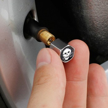 4 Pcs/Set Skull logo Car Valve Caps Car Dust Caps Tire Wheel Stem Air Valve Caps Valve Stem Cover for Cars Moto Bike Decoration