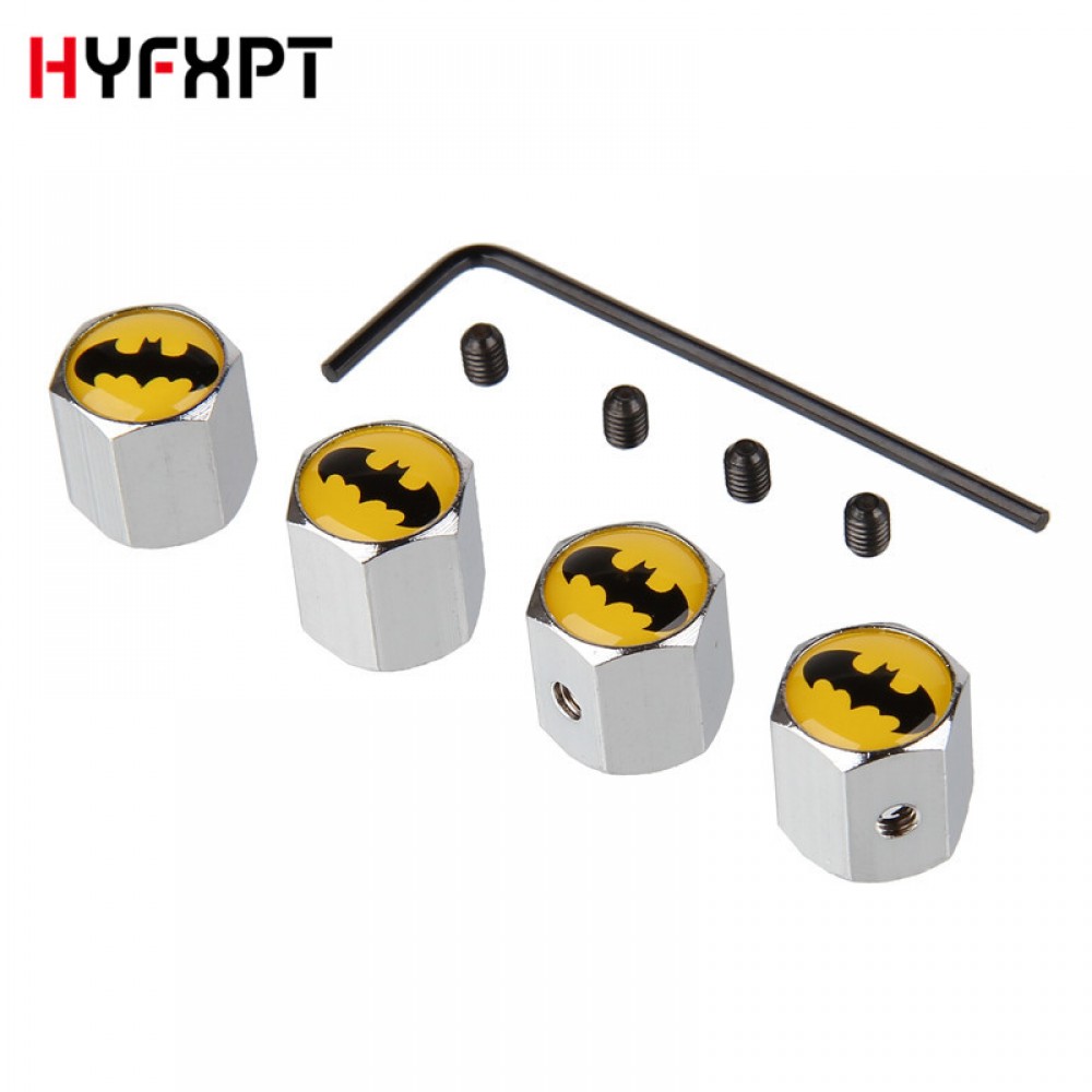 Car Styling Tire Valve Caps Auto Tyre Air Stems Cover Witn Bat Batman Logo Emblem Motorcycle Tire Accessories