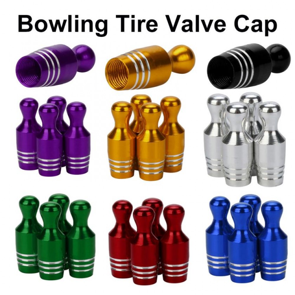 Car-styling AUTO 4x Aluminum Bullet  Car Truck Cover Bowling  Tire Rim Valve Wheel Stem Caps August3