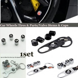 1set car wheel tire valve stem cap auto leather key chain holder For Citroen PicassoC2/C3/C4C5/C6/C8/DS3/DS4/DS5 DS Logo badge