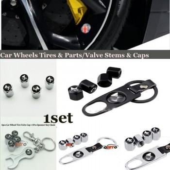 1set car wheel tire valve stem cap auto leather key chain holder For Citroen PicassoC2/C3/C4C5/C6/C8/DS3/DS4/DS5 DS Logo badge