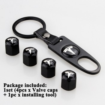 1set Zinc Alloy Car Tire Valve Cap Cover Logo Styling Wheel Valve Mouth Accessories for Tesla Model S Model X Roadster Model 3