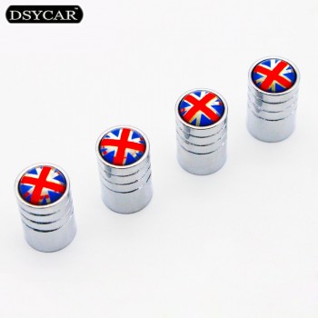 *DSYCAR 4pcs/lot UK Flag Bike Moto Car Tires Wheel Valve Cap dust Covers Car Styling
