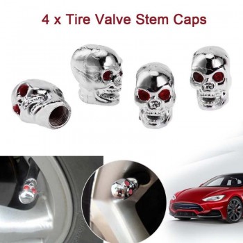 Automobiles 4pcs Skull Car Auto Bike Wheel Tyre Tire Valve Stem Air Caps Dust Covers Auto Accessories for Truck Bike Motorcycle