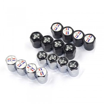 for Horse logo for Ford Mustang V8 GT GT500 GT350 Shelby Focus Escort Fusion Wheels Tire Valve Stem Caps Auto Car Accessories