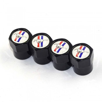 for Horse logo for Ford Mustang V8 GT GT500 GT350 Shelby Focus Escort Fusion Wheels Tire Valve Stem Caps Auto Car Accessories