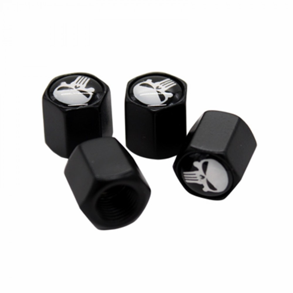 HAUSNN 4Pcs/Pack Punisher Skull Logo Car Badge Tyre Dust Cap Wheel Tire Valve Caps For Toyota Mazda Ford VW Volvo SAAB Lada
