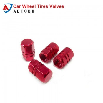 4pcs a lot Universal Aluminum Car Tyre Air Valve Caps Bicycle Tire Valve Cap Car Wheel Styling Round Red Black Blue Silver Gold