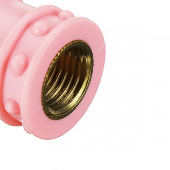 4pcs Pink Crown Style Car Tire Air Valve Stems Cover Caps Durable Wheel Rims