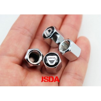 Newest DACIA Car metal Wheel Tires Valves Tyre Stem Air Caps Theftproof Airtight Cover for  Duster Logan 2 Mcv Sandero Stepway