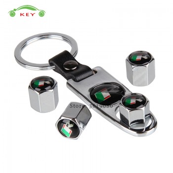 For Jaguar R Logo Car Tire Valve Cap Metal Auto Wheel Covers with Keychain for Jaguar XF X Type XJ S Type F Type Car Accessories